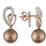 گوشواره جواهر با نگین مروارید و الماس تراش برلیان مدل: edf1311