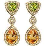 گوشواره جواهر با نگین زبرجد، سیترین و الماس تراش برلیان مدل: edf1317