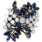 انگشتر طلا و جواهر با نگین یاقوت کبود و الماس تراش برلیان: مدل rgf1424