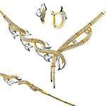 سرویس طلای زرد عروس با نگین الماس تراش برلیان مدل: bset2172