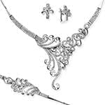 سرویس طلای سفید عروس با نگین الماس تراش برلیان مدل: bset2173