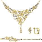 سرویس طلای عروس زرد و سفید با نگین الماس تراش برلیان مدل: bset2176