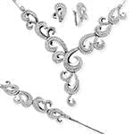 سرویس طلای سفید عروس با نگین الماس تراش برلیان مدل: bset2181