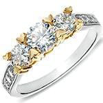 حلقه طلای زنانه با نگین الماس تراش برلیان و چنگ قلب مدل: RDF1075