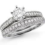 حلقه و پشت حلقه طلای زنانه با نگین تخمه الماس و الماس تراش برلیان دیواره مدل: RDF1082