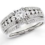 حلقه طلای زنانه با نگین تخمه الماس و الماس تراش برلیان دیواره مدل: RDF1084