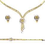 سرویس طلای زرد عروس با نگین الماس تراش برلیان مدل: bset2182 