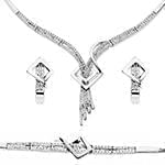 سرویس طلای سفید عروس با نگین الماس تراش برلیان مدل: bset2183