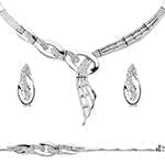 سرویس طلای سفید عروس با نگین الماس تراش برلیان مدل: bset2185