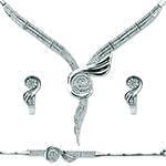 سرویس طلای سفید عروس با نگین الماس تراش برلیان مدل: bset2187