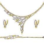 سرویس طلای زرد و سفید عروس با نگین الماس تراش برلیان مدل: bset21088