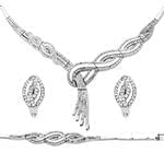 سرویس طلای سفید عروس با نگین الماس تراش برلیان مدل: bset2189