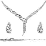 سرویس طلای سفید عروس با نگین الماس تراش برلیان مدل: bset2191