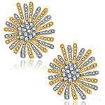 گوشواره طلا و جواهر با نگین الماس تراش برلیان طرح فلاور مدل: ebf2079