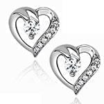 گوشواره طلا و جواهر با نگین الماس تراش برلیان طرح قلب مدل: ebf2080