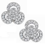 گوشواره فلاور طلا و جواهر با نگین الماس تراش برلیان مدل: ebf2082