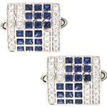 دکمه سردست طلا و جواهر با نگین یاقوت کبود و الماس تراش برلیان مدل: cdm1112