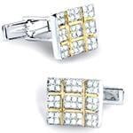 دکمه سردست طلا زرد و سفید با نگین الماس تراش برلیان مدل: cdm1120