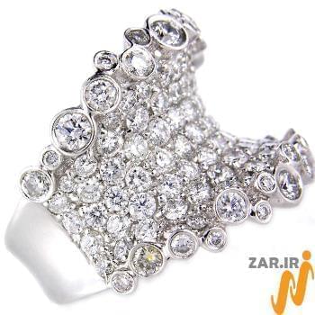 انگشتر طلای سفید زنانه با نگین الماس تراش برلیان مدل: ring2094