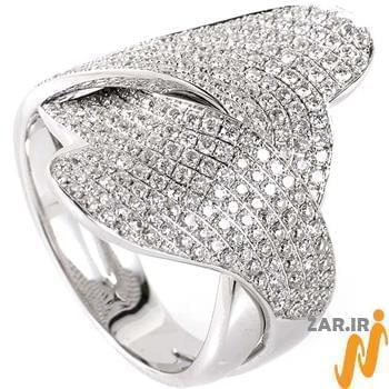 انگشتر طلای سفید زنانه با نگین الماس تراش برلیان مدل: ring2099