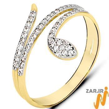 انگشتر طلای زرد زنانه با نگین الماس تراش برلیان طرح مار مدل: ring2100