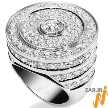 انگشتر طلای سفید زنانه با نگین الماس تراش برلیان طرح گنبدی مدل: ring2105