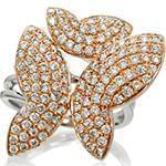 انگشتر طلای سفید و رزگلد زنانه با نگین الماس تراش برلیان طرح پروانه مدل: ring2107