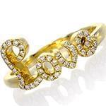 انگشتر طلای زرد زنانه با نگین الماس تراش برلیان طرح love مدل: ring2108