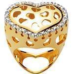 انگشتر طلای زرد زنانه با نگین الماس تراش برلیان طرح قلب مدل: ring2110