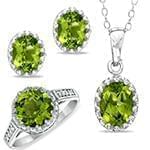 نیم ست آویز، گوشواره و انگشتر با نگین زبرجد و الماس تراش برلیان مدل: hsdf1307