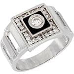 انگشتر پلاتین مردانه با نگین الماس تراش برلیان و میناکاری مدل: platin2037