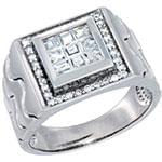 انگشتر پلاتین مردانه با نگین الماس تراش برلیان و پرنس مدل: platin2039