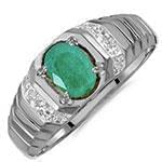 انگشتر پلاتین مردانه جواهر نگین برلیان و زمرد مدل:platin2043