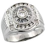 انگشتر پلاتین مردانه با نگین الماس تراش برلیان و باگت مدل: platin2044