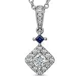 آویز جواهر با نگین یاقوت کبود و الماس تراش برلیان و تراش پرنس مدل: npdf12983