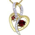 آویز قلب جواهر با نگین گارنت و الماس تراش برلیان و طلای زرد و سفید مدل: npdf12984