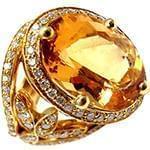 انگشتر زنانه طلا و جواهر با نگین سیترین و الماس تراش برلیان: مدل rgf1428