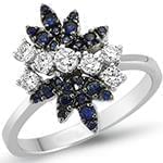 انگشتر زنانه طلا و جواهر با نگین یاقوت کبود و الماس تراش برلیان: مدل rgf1432