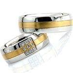 حلقه طلای دو رنگ ست ازدواج با نگین الماس تراش برلیان مدل: srd1366