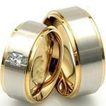 حلقه ست ازدواج طلا زرد و سفید با نگین الماس تراش برلیان مدل: srd1374