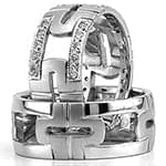 حلقه ست ازدواج طلا با نگین الماس تراش برلیان مدل: srd1375