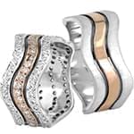 حلقه ست ازدواج طلای سفید و رزگلد با نگین الماس تراش برلیان مدل: srd1381