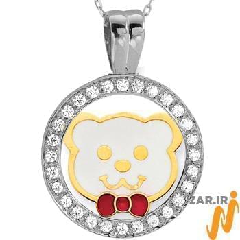 آویز بچه گانه جواهر با نگین الماس تراش برلیان طرح خرس کوچولو مدل: pgb2043