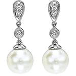 گوشواره طلا و جواهر با نگین مروارید و الماس تراش برلیان مدل: edf1320