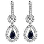 گوشواره طلا و جواهر با نگین یاقوت کبود و الماس تراش برلیان مدل: edf1321