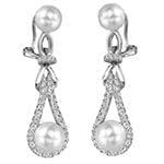 گوشواره طلا و جواهر با نگین مروارید و الماس تراش برلیان مدل: edf1329