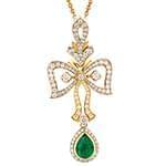 آویز طلا و جواهر با نگین زمرد و الماس تراش برلیان مدل: npdf12990