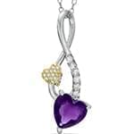 آویز قلب طلا و جواهر با نگین آمتیس و الماس تراش برلیان مدل: npdf12991