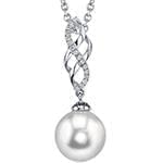 آویز طلا و جواهر با نگین مروارید و الماس تراش برلیان مدل: npdf12992