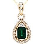 آویز طلا و جواهر با نگین زمرد و الماس تراش برلیان مدل: npdf12993